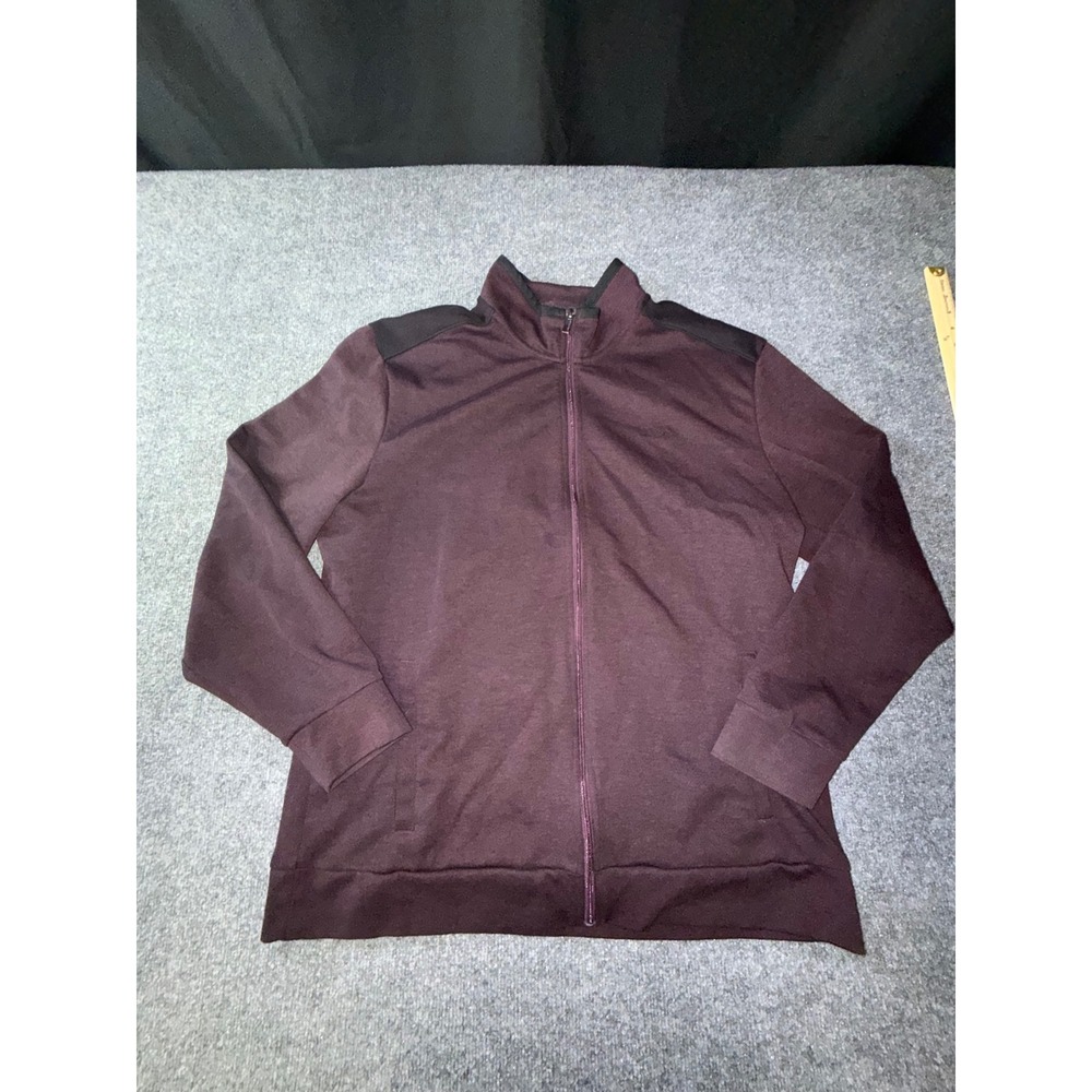 Calvin Klein Mens XXL Full Zip Track Jacket Burgundy Heather Black Shoulder Trim
